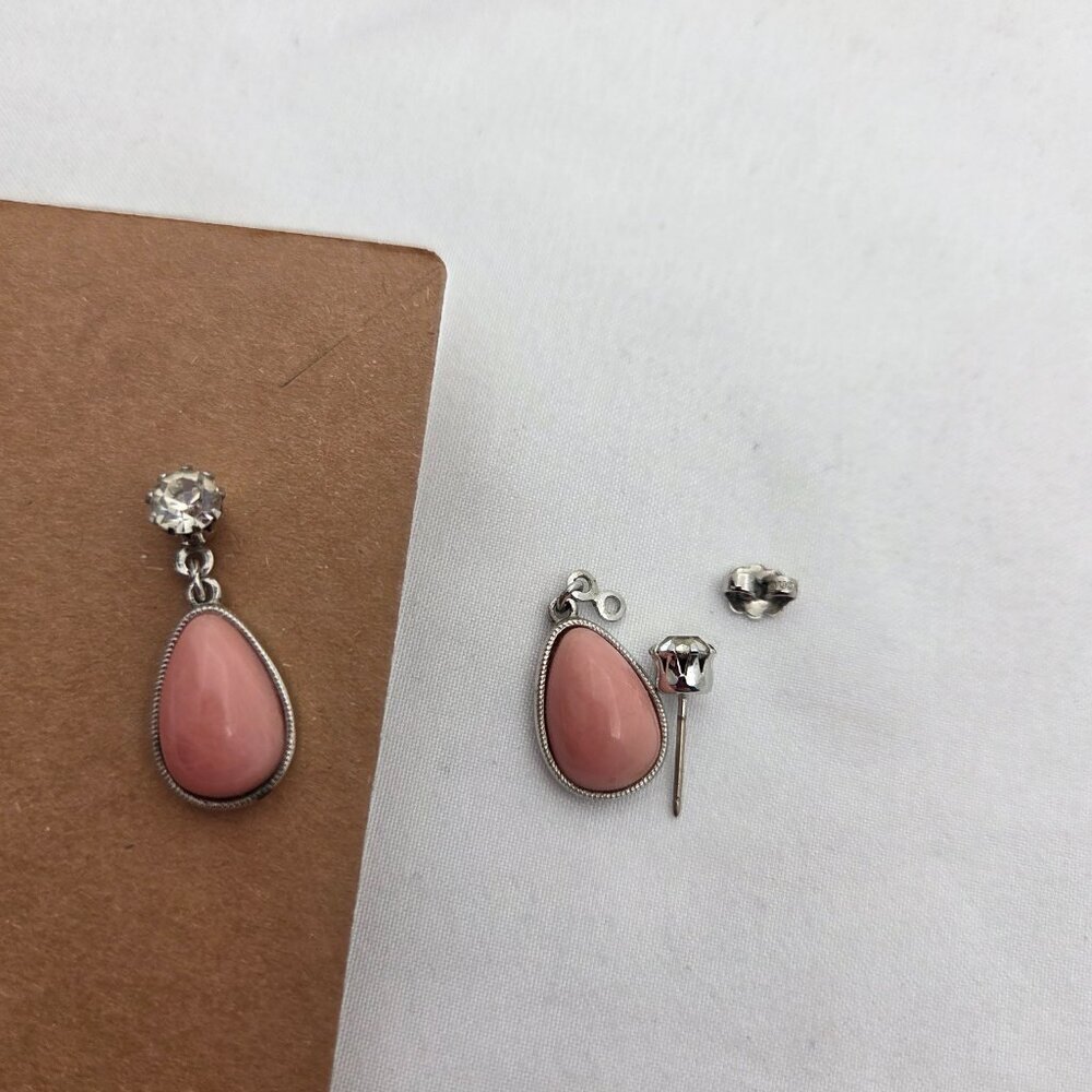 ✨ Vintage 2-in-1 Convertible Coral & Crystal Earrings - Picture 3 of 9